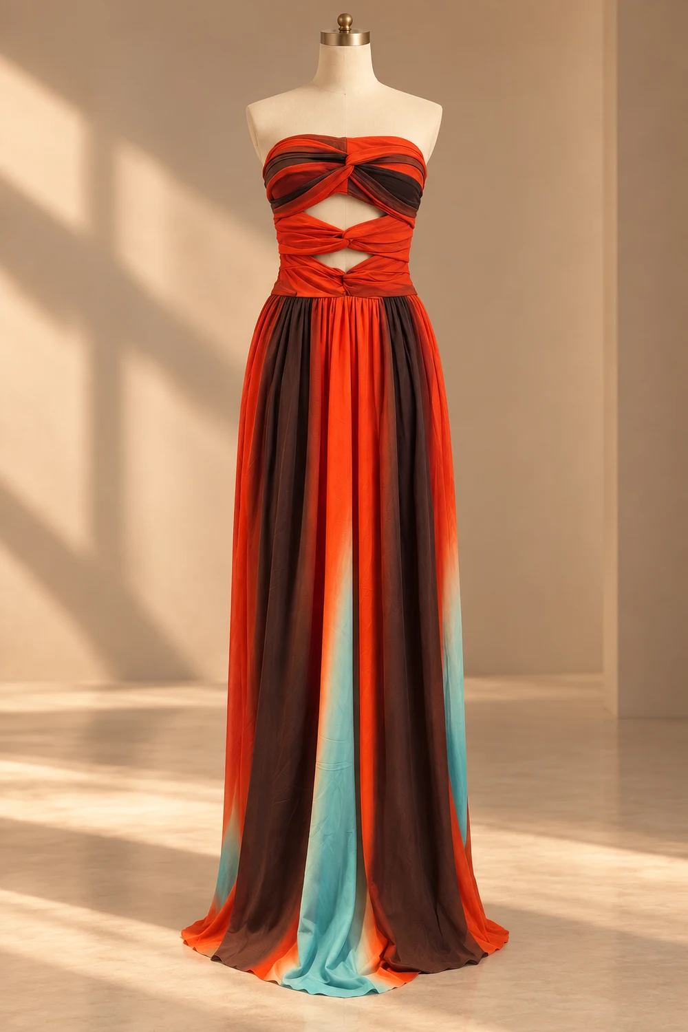 Vestido Cobre Multicolor con Aberturas